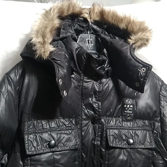 RARE! LJR JR Puffer Coat Zip/Snap Button Closure Sz.L - Picture 2 of 15